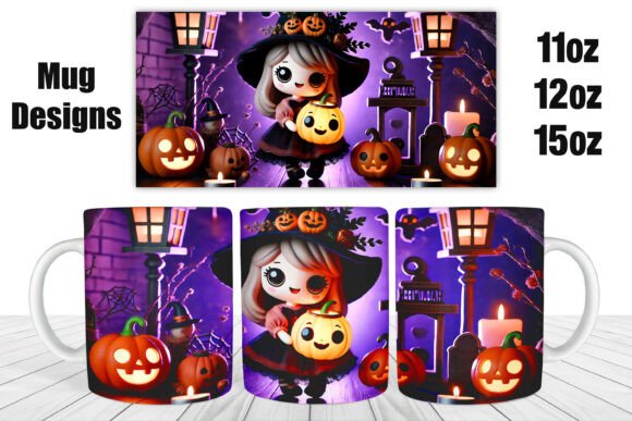 Download Cute Witch Doll 11Oz, 12Oz 15Oz Mug Wrap - Witch doll Collection