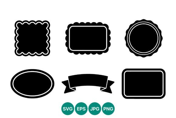 Download Black Silhouette Label Shapes and Ribbon - Black silhouette Collection