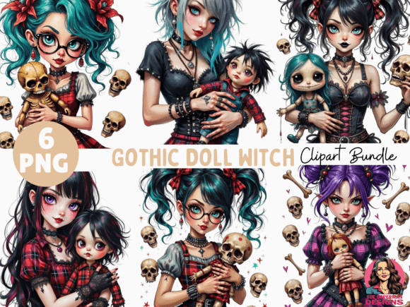 Download Gothic Doll Witch | 6 PNG Bundle - Premium Bundle