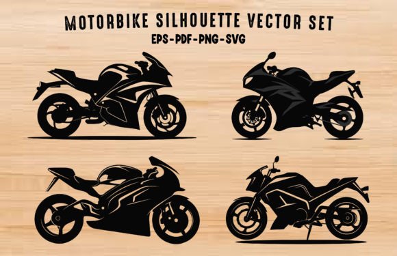 Download Motorbike Black Silhouette Vector Bundle - Black silhouette Collection