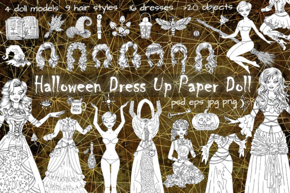 Download Halloween Dress Up Paper Girl Bundle - Premium Resources