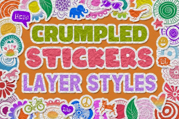 Download Crumpled Stickers Photoshop Layer Styles - Sticker Collection
