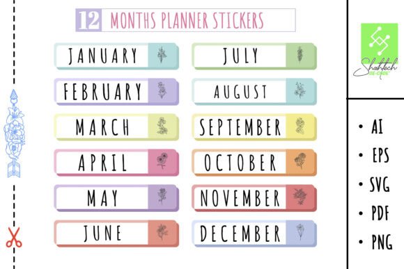 Download SVG Months Planner Stickers, to Do List - Sticker Collection